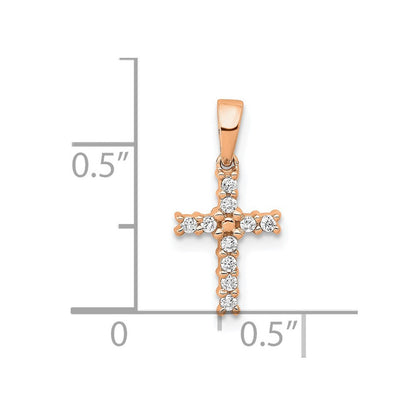 14k Rose Gold Diamond Latin Cross Pendant