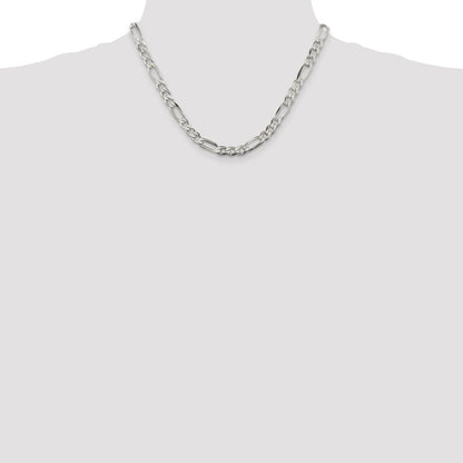 Sterling Silver 6.75mm Figaro Chain Necklace 18"