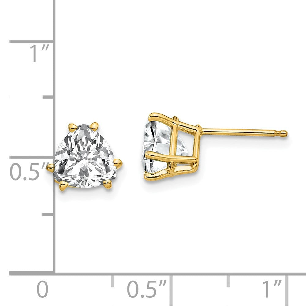 14k Yellow Gold 7mm Trillion Cubic Zirconia Stud Earrings
