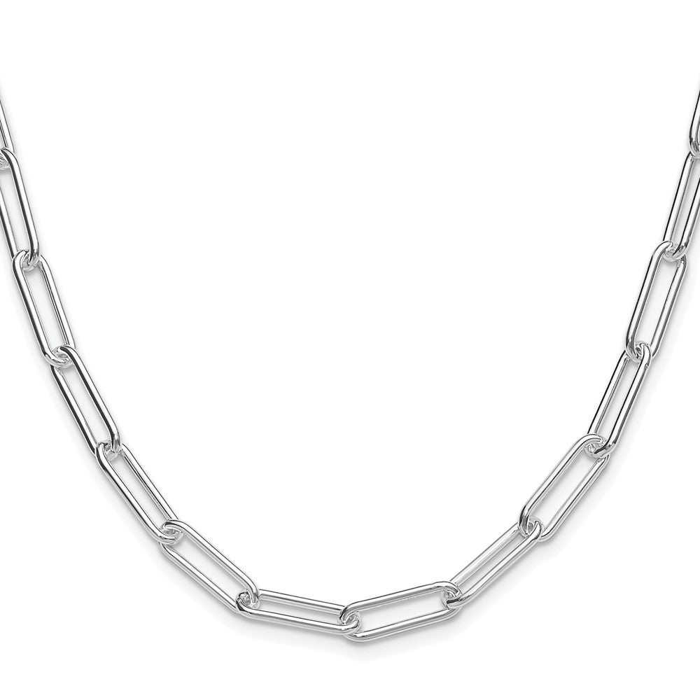Sterling Silver Rhodium-plated Polished 5.5mm Paperclip Chain Necklace 24"