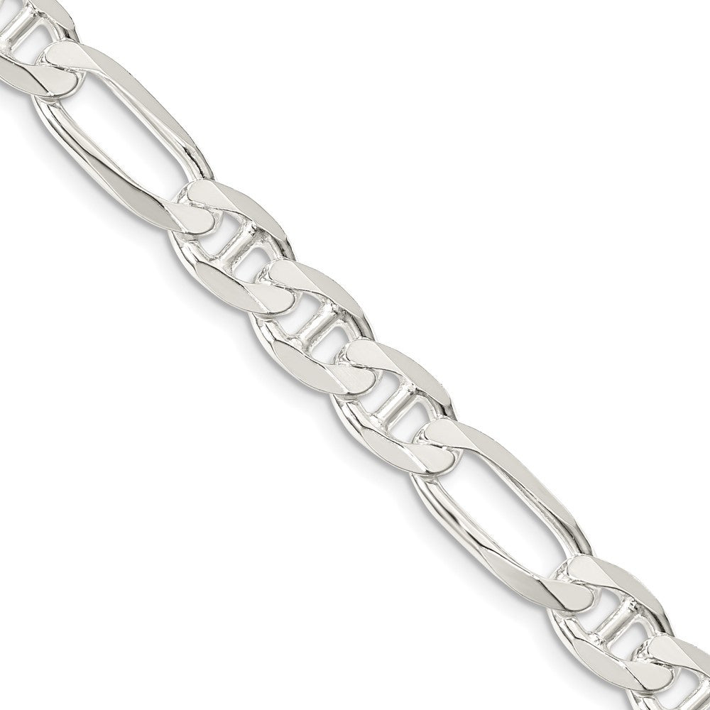 Sterling Silver 7.5mm Figaro Anchor Chain Necklace 20"