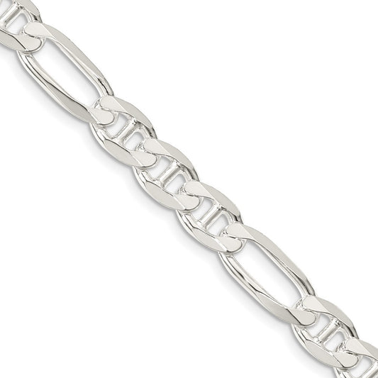 Sterling Silver 7.5mm Figaro Anchor Chain Necklace 20"