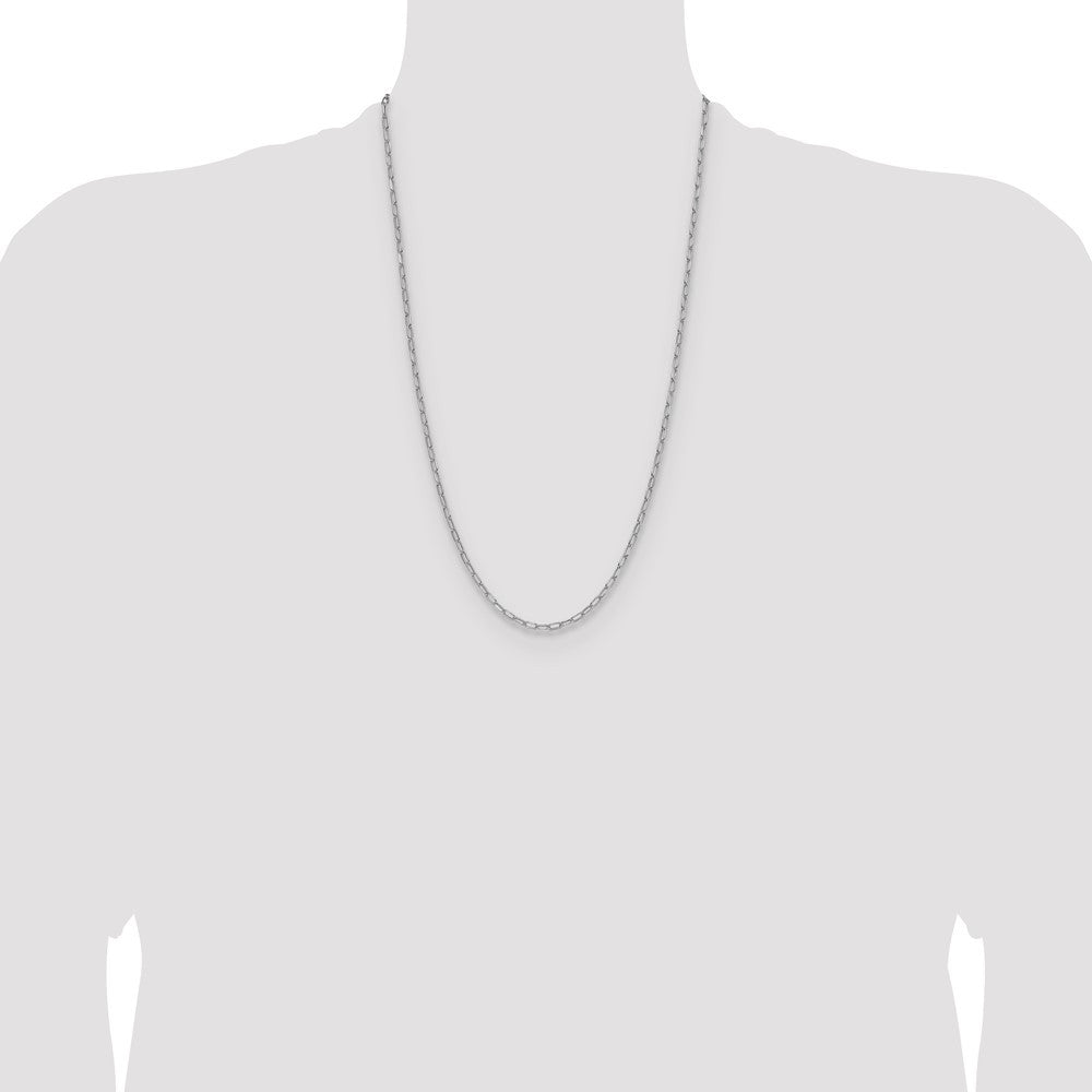 14k White Gold 3.0mm Semi-Solid Beveled Paperclip Chain Necklace 26"