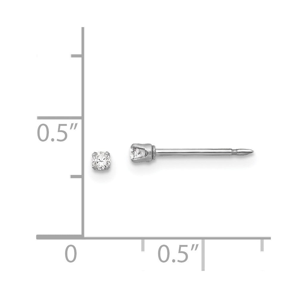 18k White Gold 2mm Cubic Zirconia Stud Earrings