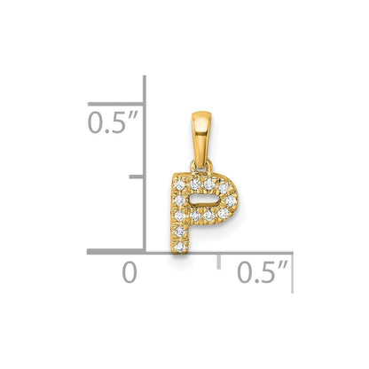 14k Yellow Gold Diamond Letter P Initial with Bail Pendant