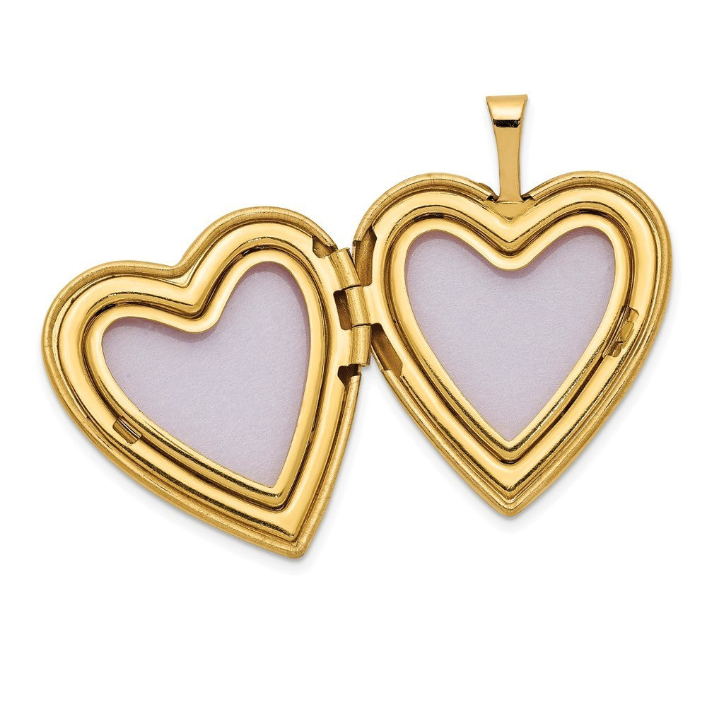 14k Yellow Gold 20mm Diamond Satin I LOVE YOU Heart Locket