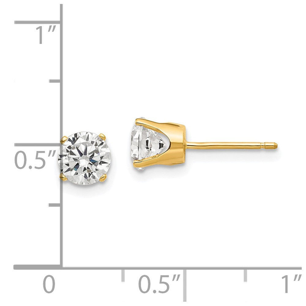 14k Yellow Gold 5.5mm Cubic Zirconia stud earrings