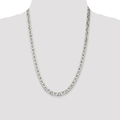 Sterling Silver 6.5mm Flat Anchor Chain Necklace 24"
