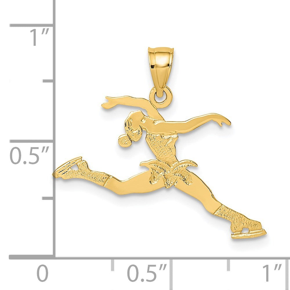 14k Yellow Gold Ice Skater Jumping Charm Pendant