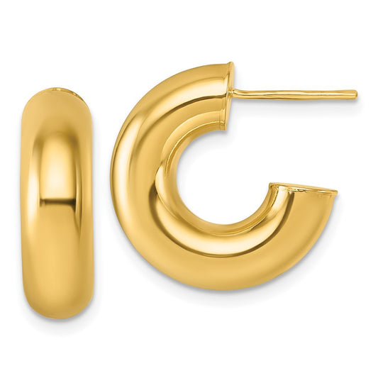 14k Yellow Gold Polished 6.00 x 20mm Tube C-Hoop Earrings