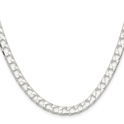 Sterling Silver 5.75mm Diamond-Cut Square Curb Chain Necklace 22"