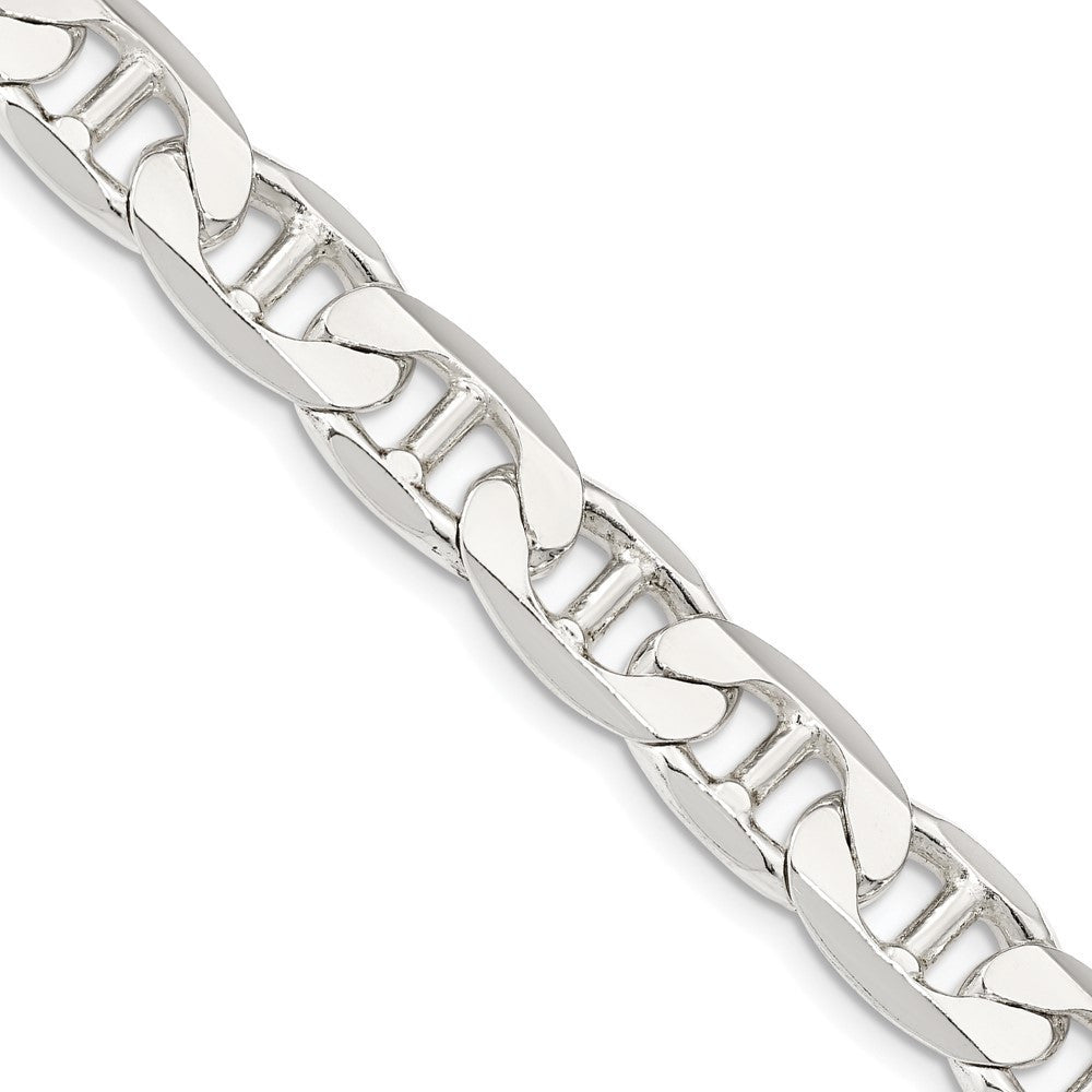 Sterling Silver 9.5mm Flat Anchor Chain Necklace 20"