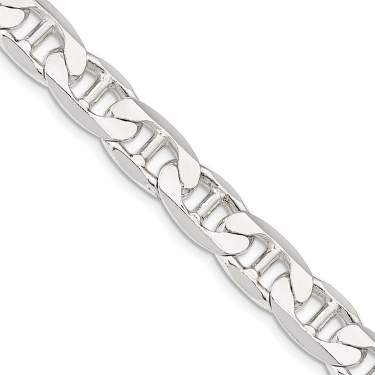 Sterling Silver 9.5mm Flat Anchor Chain Necklace 20"