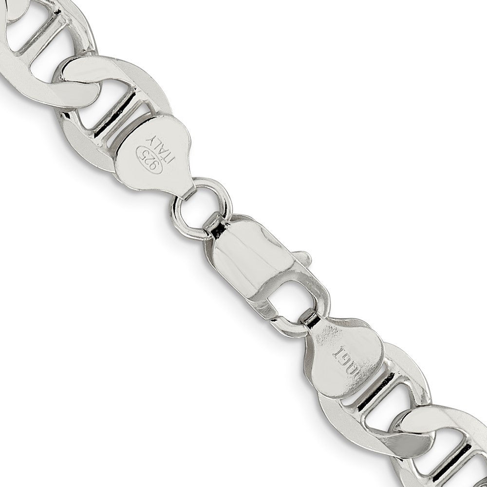 Sterling Silver 9.95mm Flat Anchor Chain Necklace 24"