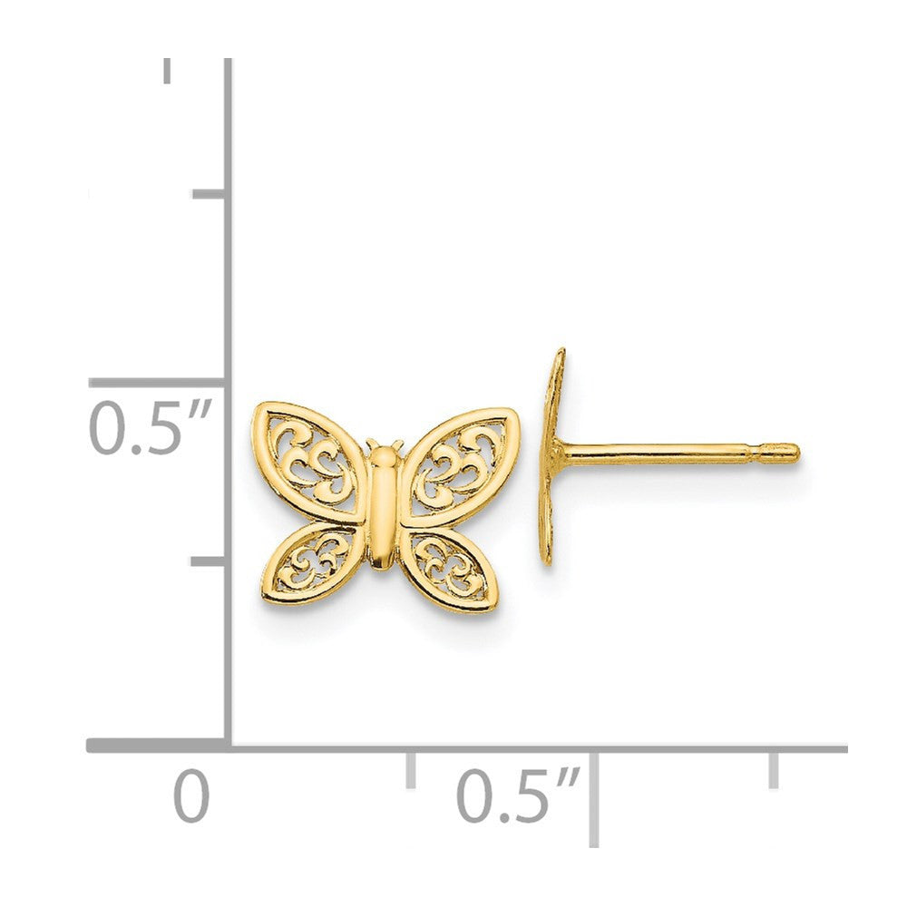 14k Yellow Gold Polished Butterfly Stud Earrings