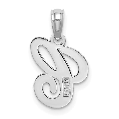14k White Gold Script Letter C Initial Pendant