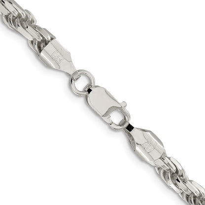 Sterling Silver 5.75mm Diamond-cut Rope Chain Necklace 36"