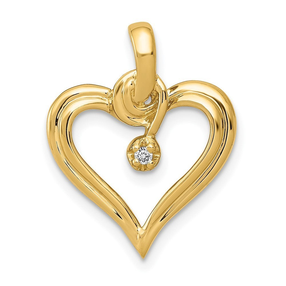 14k Yellow Gold AA .01ct. Diamond Heart Pendant
