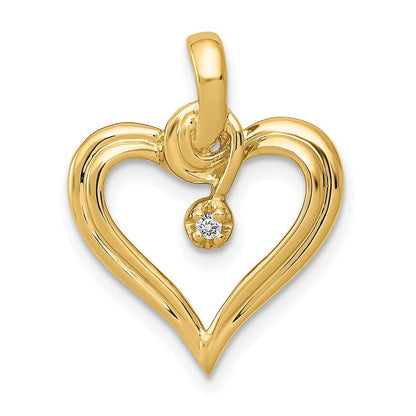 14k Yellow Gold AA .01ct. Diamond Heart Pendant