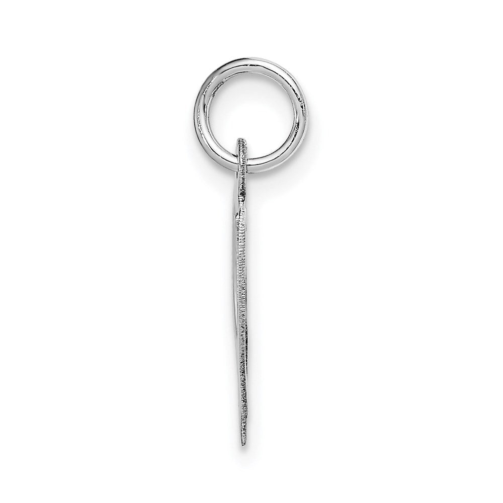 14k White Gold Medium Fancy Script Letter W Initial Charm Pendant
