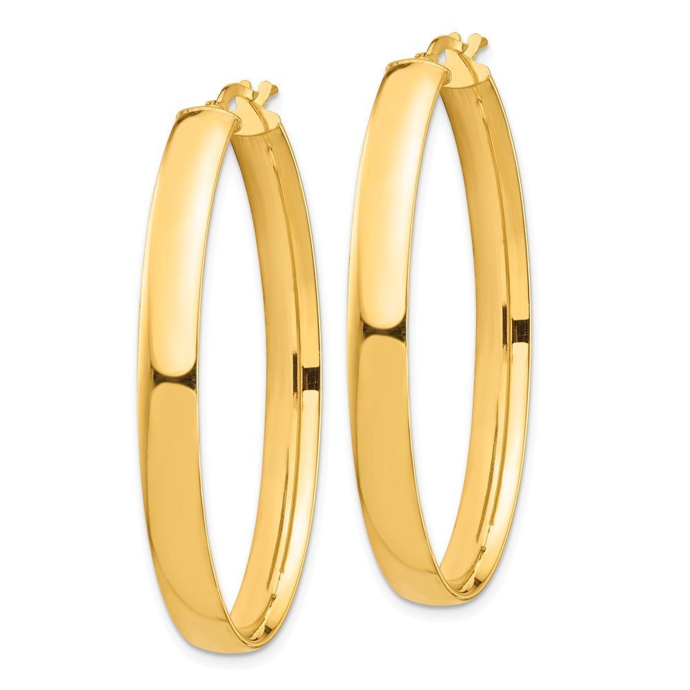 14k Yellow Gold High Polished 5mm Oval Hoop Earrings