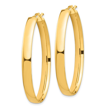 14k Yellow Gold High Polished 5mm Oval Hoop Earrings