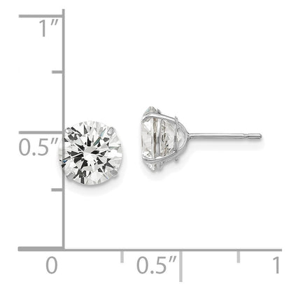 14k White Gold 7mm Round Cubic Zirconia Stud Earrings