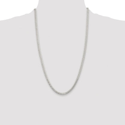 Sterling Silver Rhodium-plated Polished 5.7mm Domed Curb Chain Necklace 26"