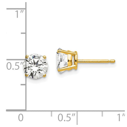 14k Yellow Gold 6mm Cubic Zirconia Stud Earrings