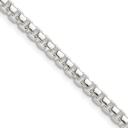Sterling Silver Polished 4mm Round Box Chain Necklace 22"