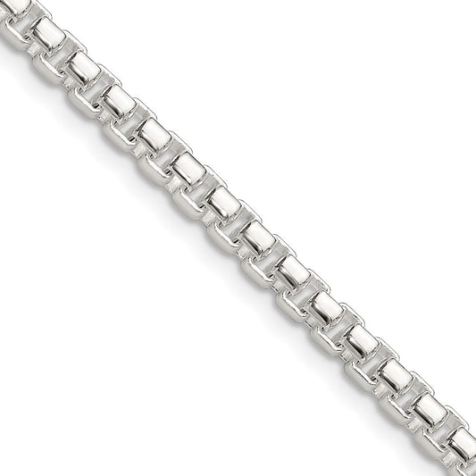 Sterling Silver Polished 4mm Round Box Chain Necklace 22"
