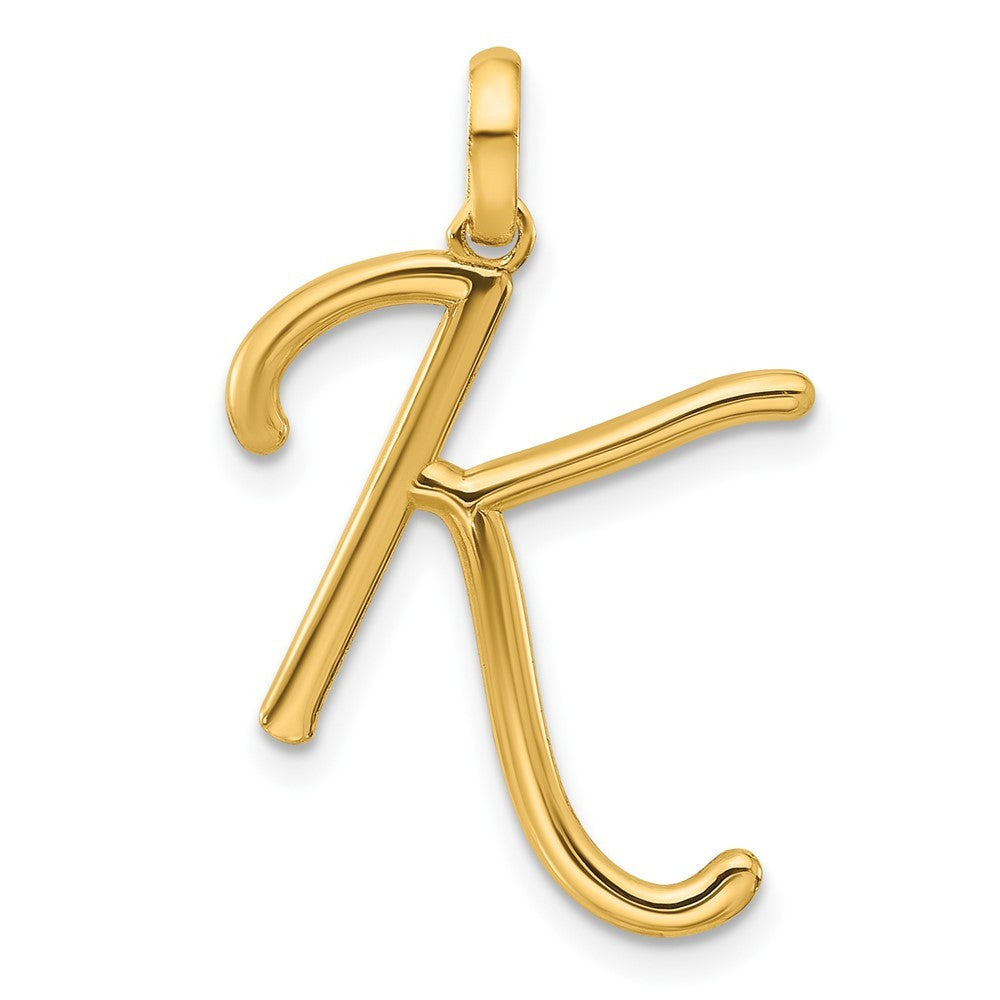 14k Yellow Gold Fancy Letter K Initial Pendant