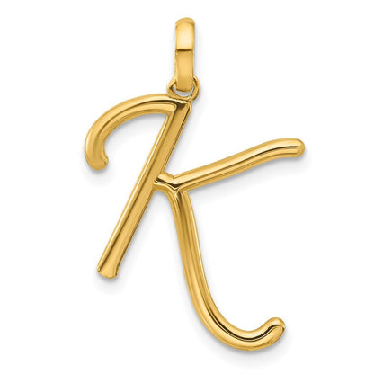 14k Yellow Gold Fancy Letter K Initial Pendant