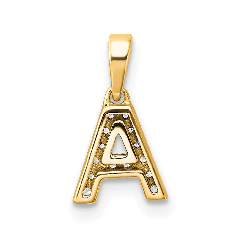 14k Yellow Gold Diamond Letter A Initial with Bail Pendant