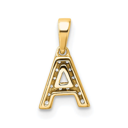 14k Yellow Gold Diamond Letter A Initial with Bail Pendant