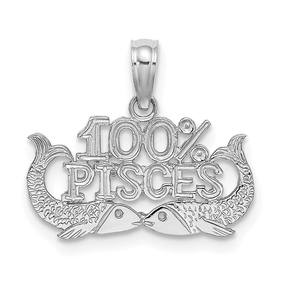 14k White Gold WG 100% PISCES Zodiac Charm Pendant