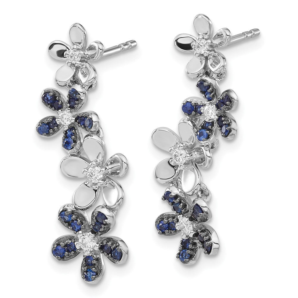 14k White Gold Diamond and Sapphire Drop & Dangle Earrings