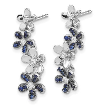 14k White Gold Diamond and Sapphire Drop & Dangle Earrings