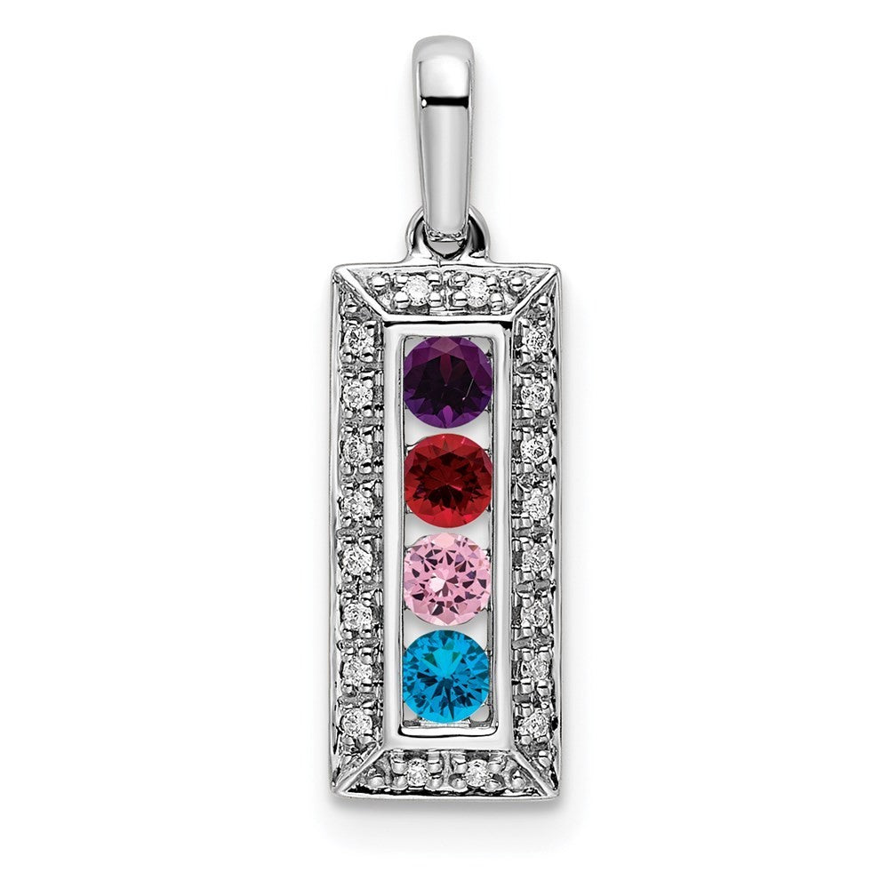 14k White Gold Family Jewelry Diamond Semi-Set Pendant
