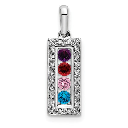 14k White Gold Family Jewelry Diamond Semi-Set Pendant