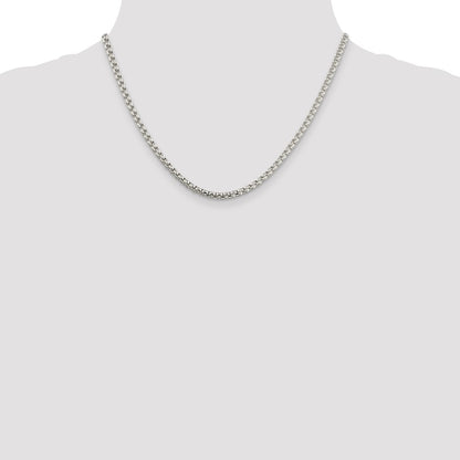 Sterling Silver 3.6mm Round Box Chain Necklace 18"