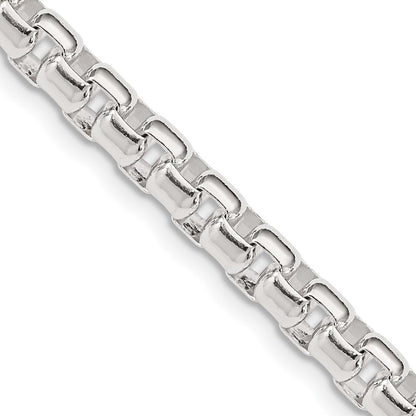 Sterling Silver 5.2mm Round Box Chain Necklace 30"