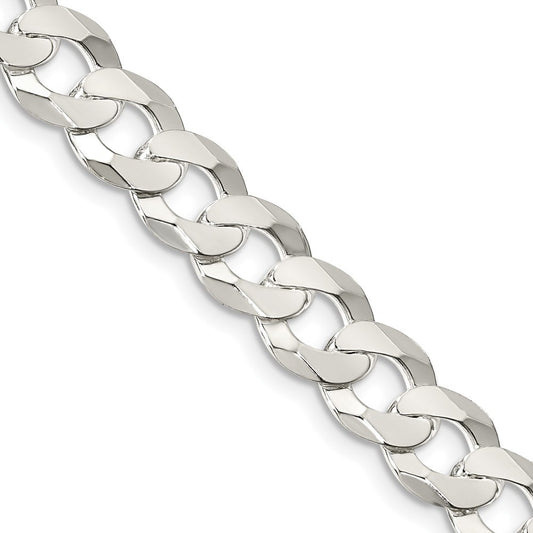 Sterling Silver 8.5mm Flat Curb Chain Necklace 24"