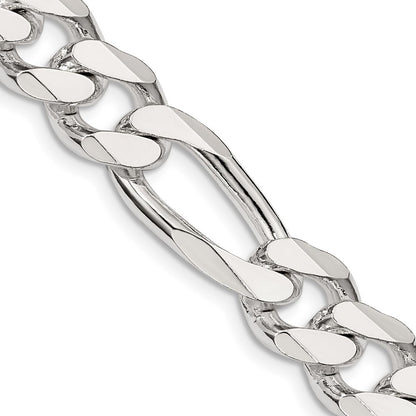 Sterling Silver 10.75mm Figaro Chain Necklace 22"