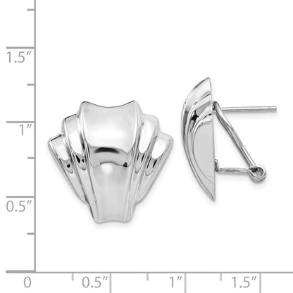 14k White Gold Polished Fancy Omega Back Stud Earrings