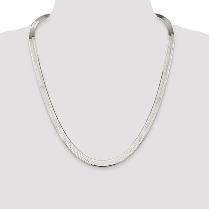 Sterling Silver 8mm Magic Herringbone Chain Necklace 24"