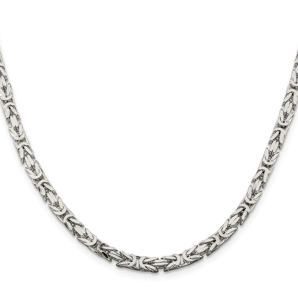 Sterling Silver 4.25mm Byzantine Chain Necklace 24"