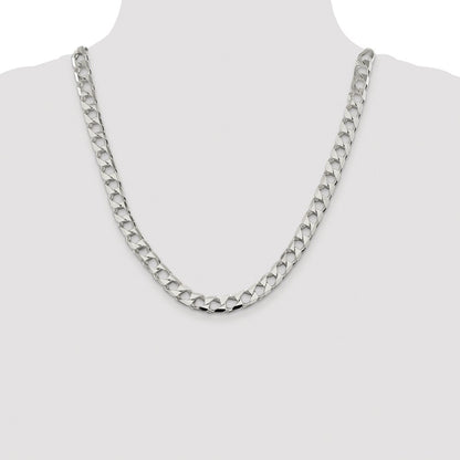 Sterling Silver Rhodium-plated Diamond-Cut Square Curb Chain Necklace 22"