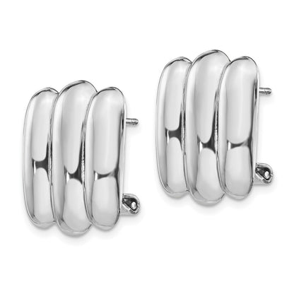 14k White Gold Polished Fancy Omega Back Stud Earrings