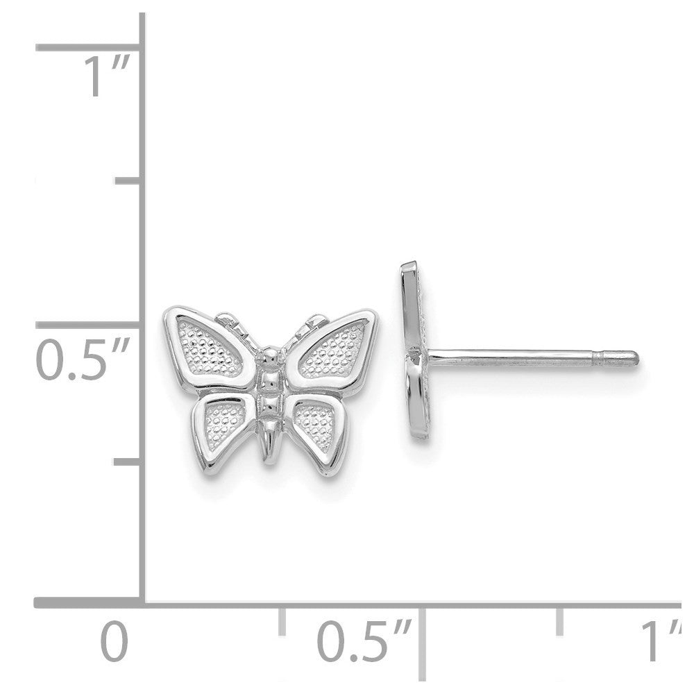 14k White Gold Butterfly Stud Earrings